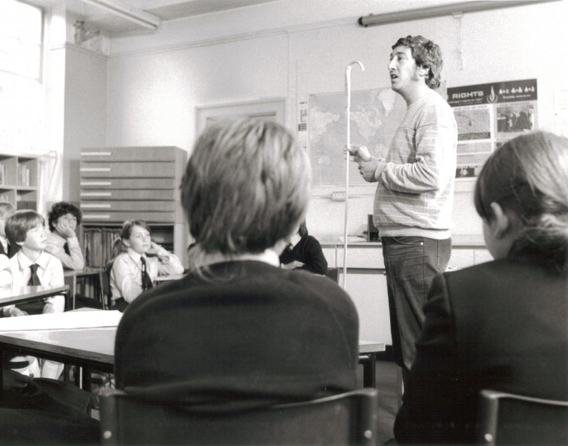 John Flanner MBE, speaking at Malvern Hall School while appearing on Central Televisionâ€™s â€œItâ€™s a Giftâ€ programme in 1983.